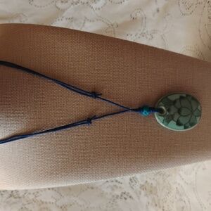 Lotus Flower Large Ceramic Pendant with Nostalgic cord Necklace